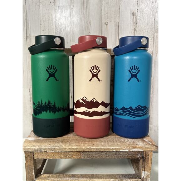 Set Of 3 Limited Edition 32oz Hydro Flask Escape Series Water Bottles - Picture 1 of 16